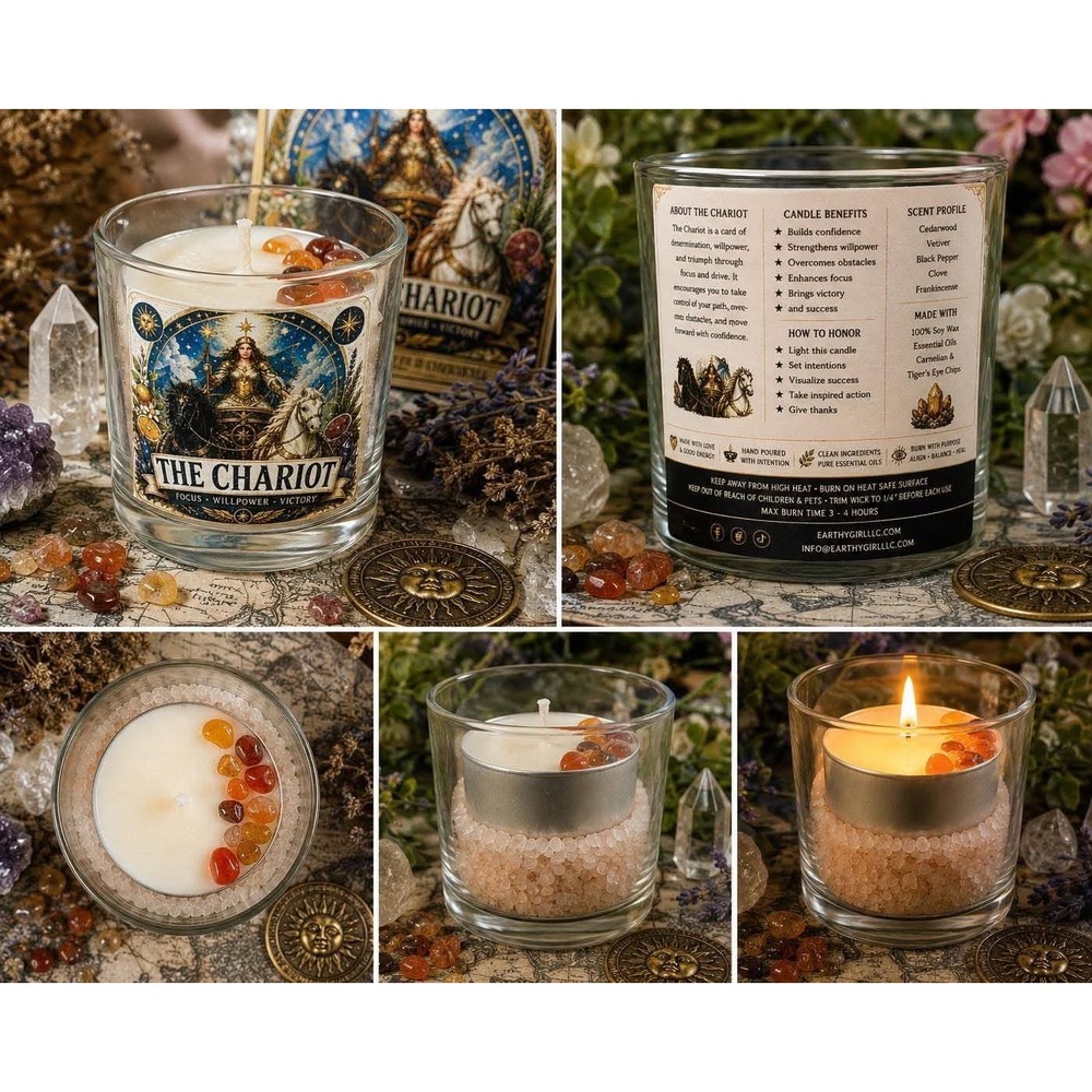 The Chariot Tarot Tea Light Candle Set